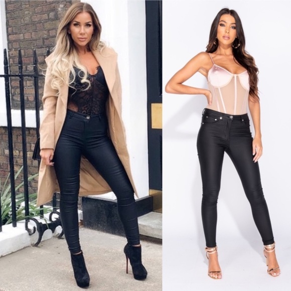 Paris&Pearle Pants - 5⭐Fav Tiffany Black High Waisted Coated Jeggings